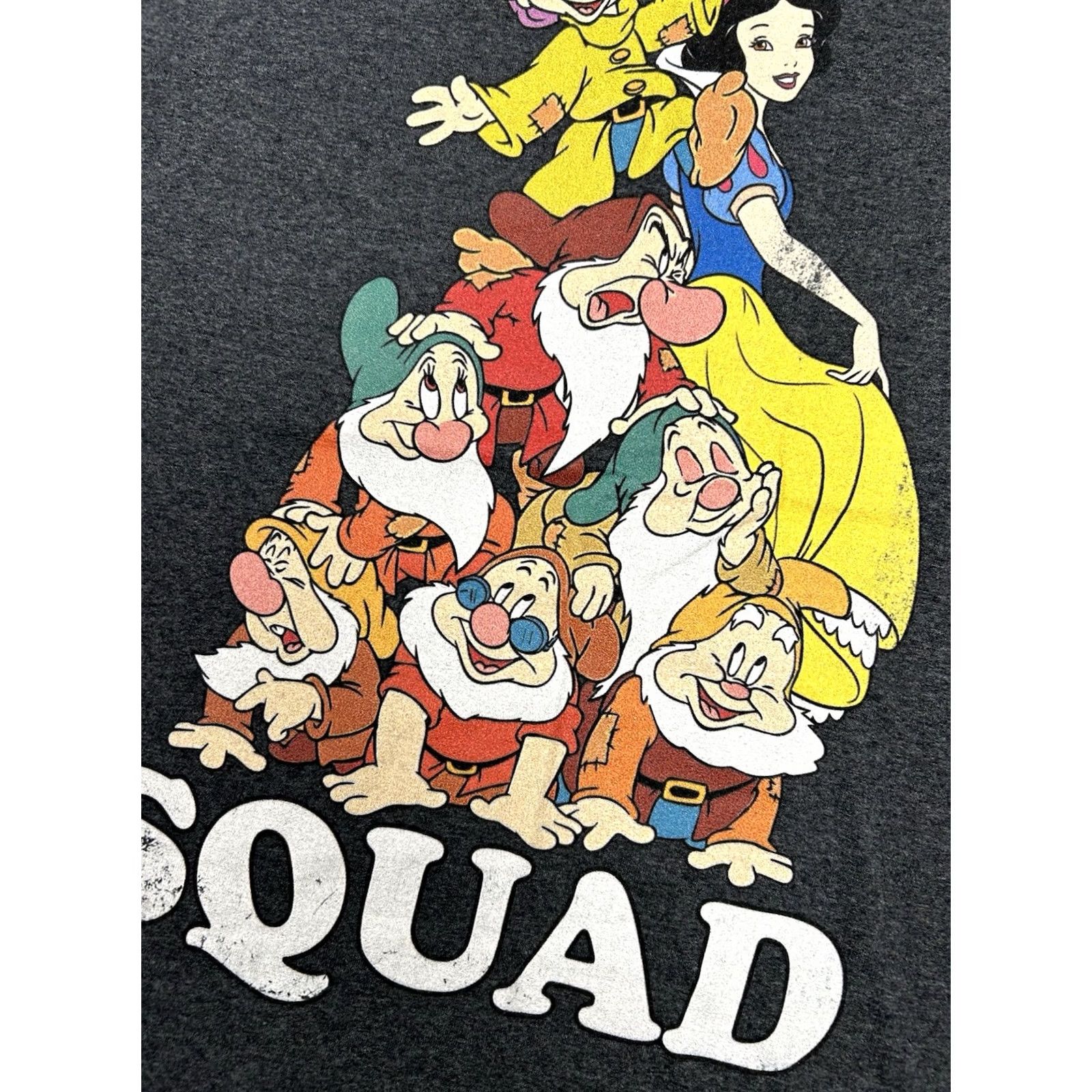 Disney Disney Snow White And The 7 Dwarfs Squad Small Unisex T-Shirt Short Sleeve Gray Cotton Polyester Graphic Print Cartoon Princess Disney Snowwhite Mens Size US S / EU 44-46 / 1 - 6 Thumbnail
