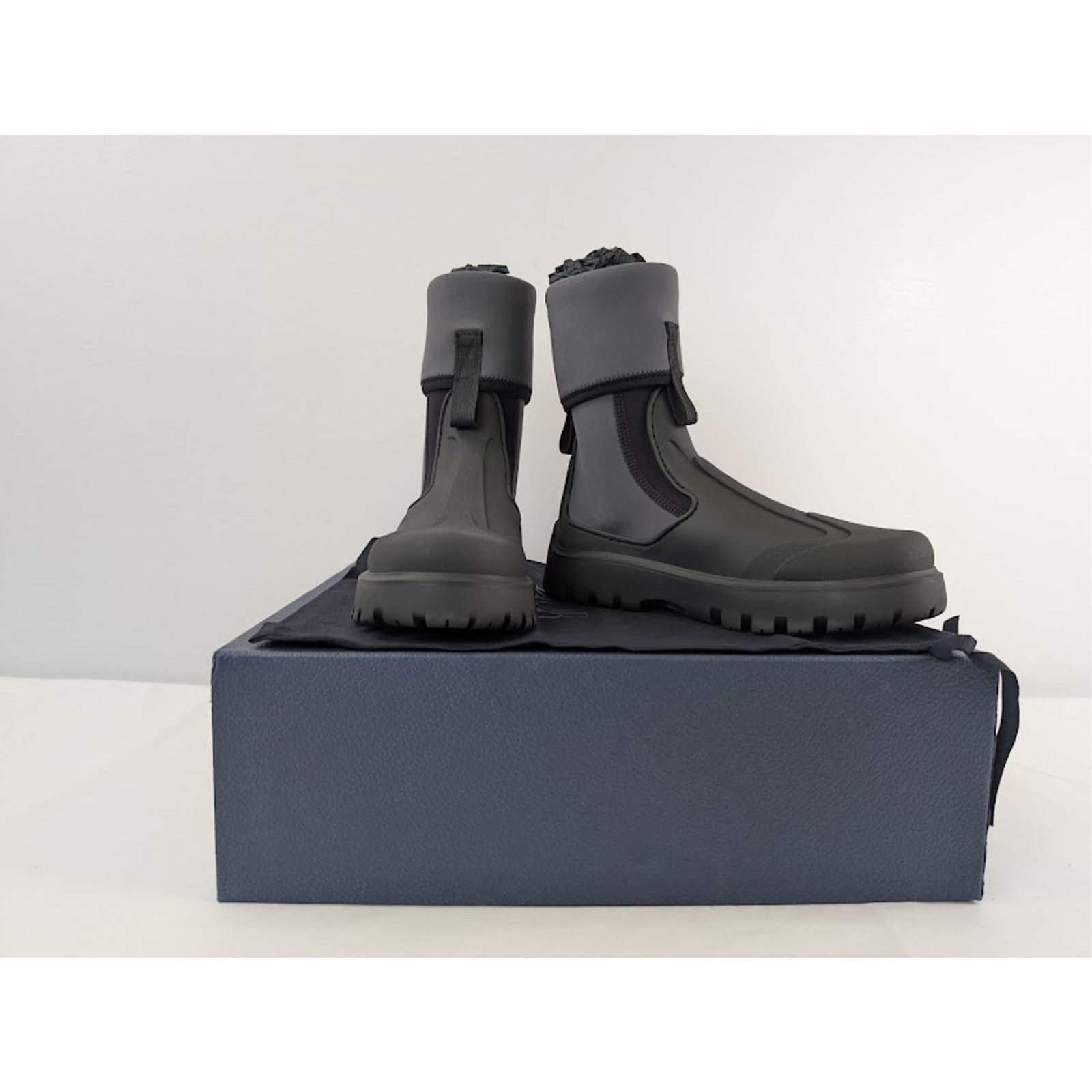 Dior o1rshd1 Leather Neoprene Garden Boots in Black / Grey Size US 8 / EU 41 - 20 Thumbnail