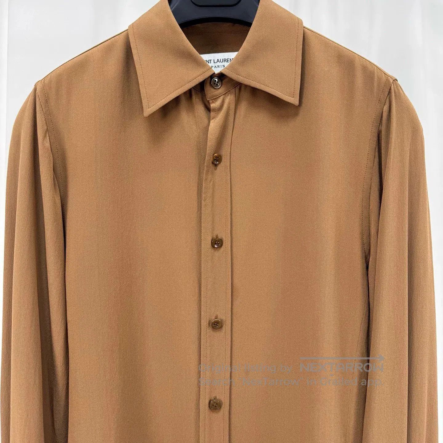Saint Laurent Paris brown silk shirt with cuff details. Size S / US 4 / IT 40 - 3 Thumbnail