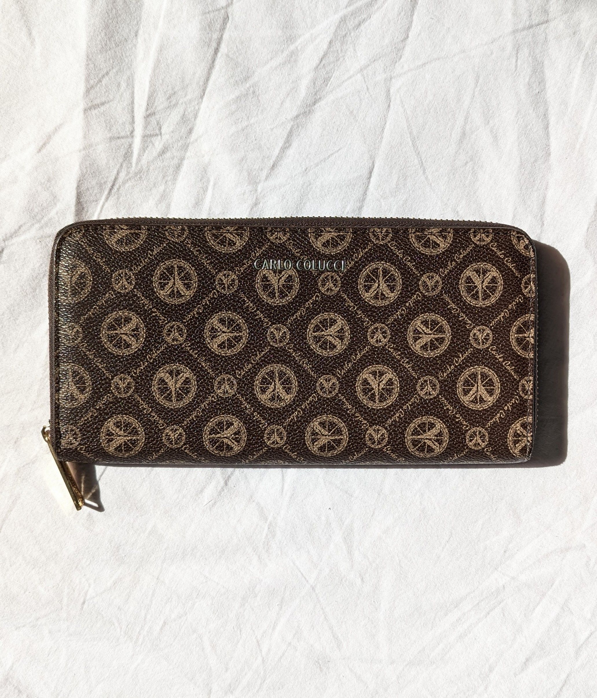 Carlo Colucci Carlo Colucci Logo Wallet Vintage Peace Print Brown Size ONE SIZE - 1 Thumbnail