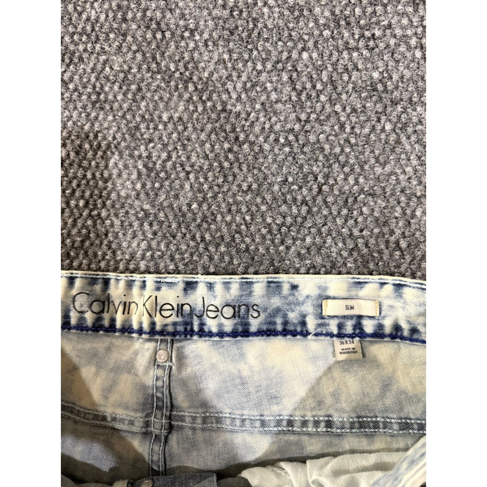 Calvin Klein Calvin Klein Jeans Jeans Mens 36x34 Blue Acid Wash Slim Graphic Denim Streetwear Vintage No Size US 36 / EU 52 - 4 Thumbnail