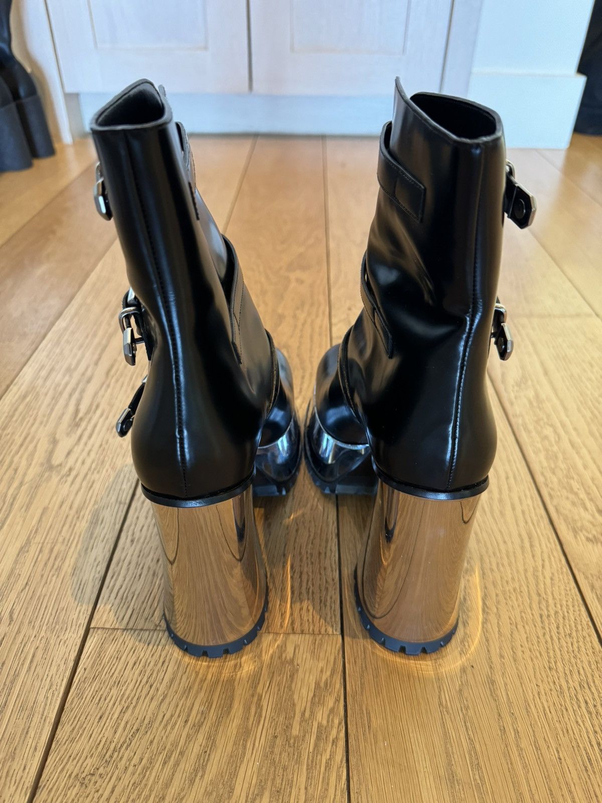 Gucci Leather Striped Moto Boots