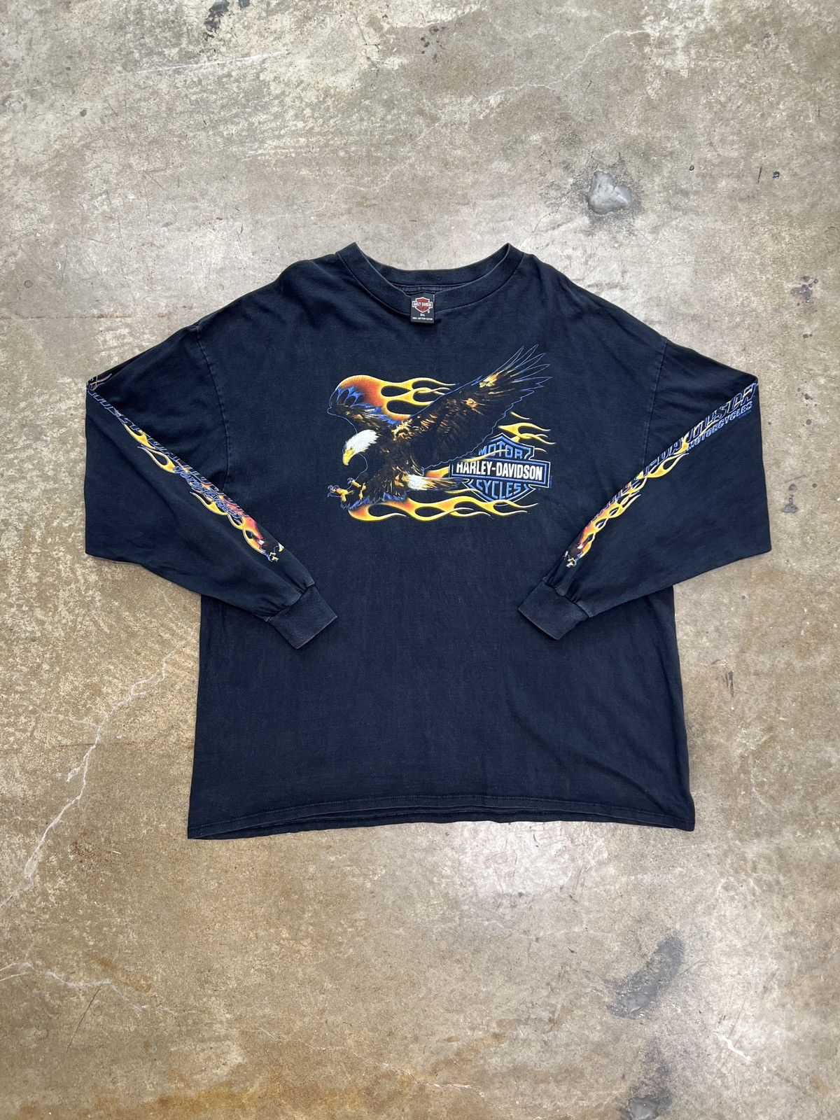 Harley Davidson Vintage 1999 Harley Davidson Eagle Flame Long Sleeve Tee 3XL Size US XXL / EU 58 / 5 - 2 Thumbnail
