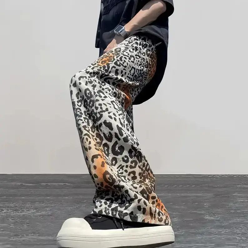 Japanese Brand Trendy Baggy Cyber Y2K Jeans with Leopard Print Size US 32 / EU 48 - 4 Thumbnail