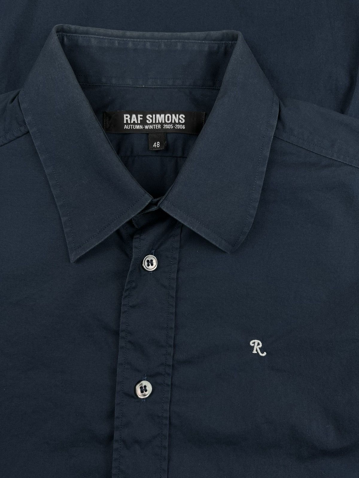 Raf Simons AW05 Raf Simons Embroidered R Button Up Shirt Navy Blue Size US M / EU 48-50 / 2 - 3 Thumbnail