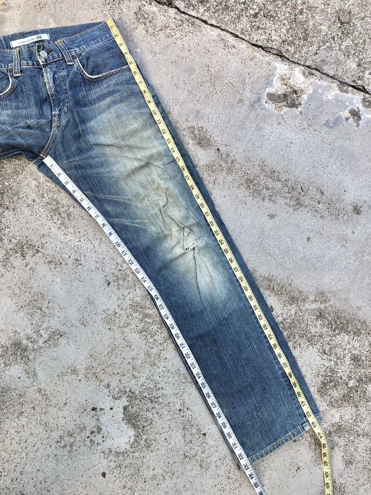 Edwin WIDE LEG⚡️⚡️EDWIN WASHED BLUE DISTRESSED DENIM Size US 31 - 10 Thumbnail