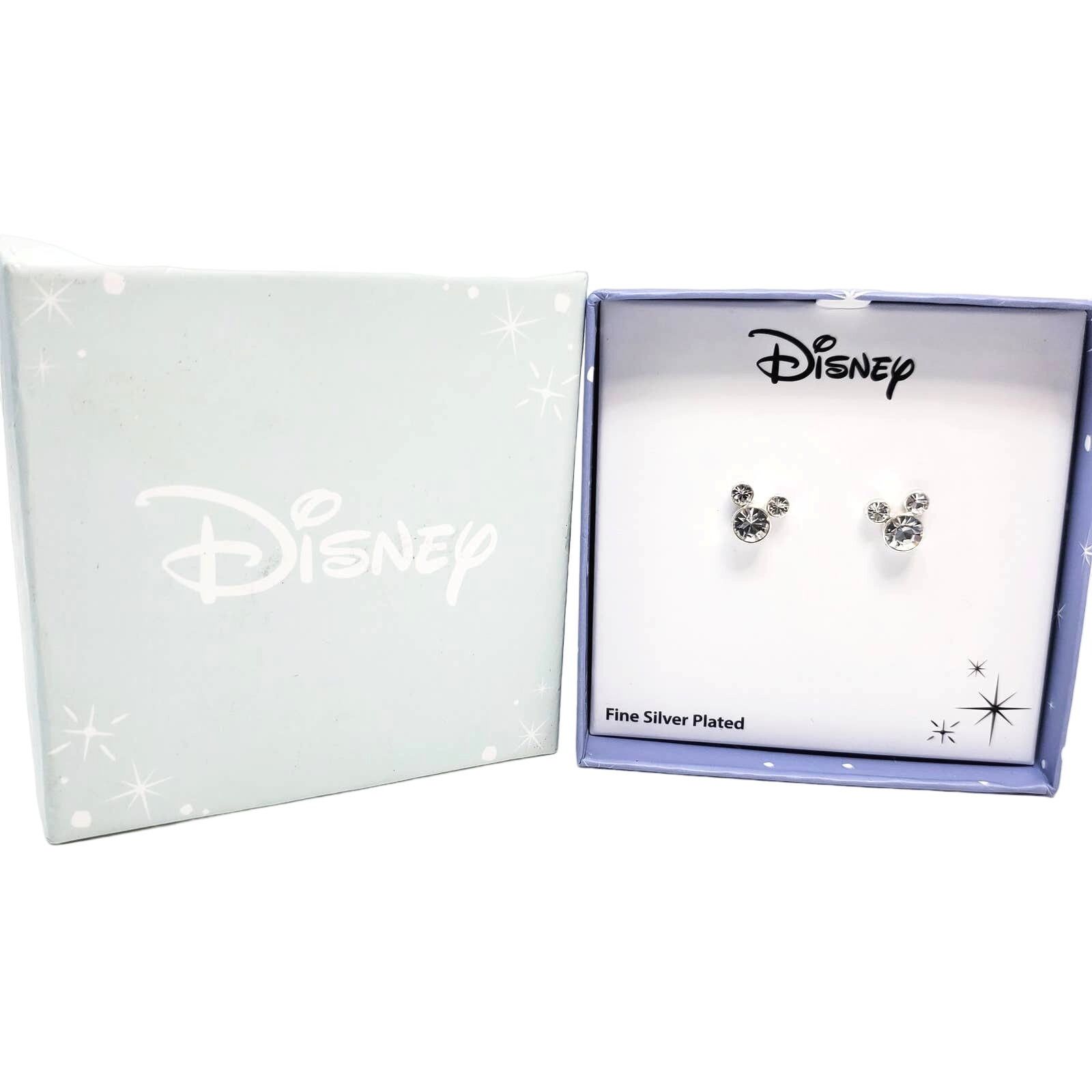 Disney Disney Mickey Mouse Silver Earrings w Clear Rhinestones NIB Size ONE SIZE - 1 Thumbnail