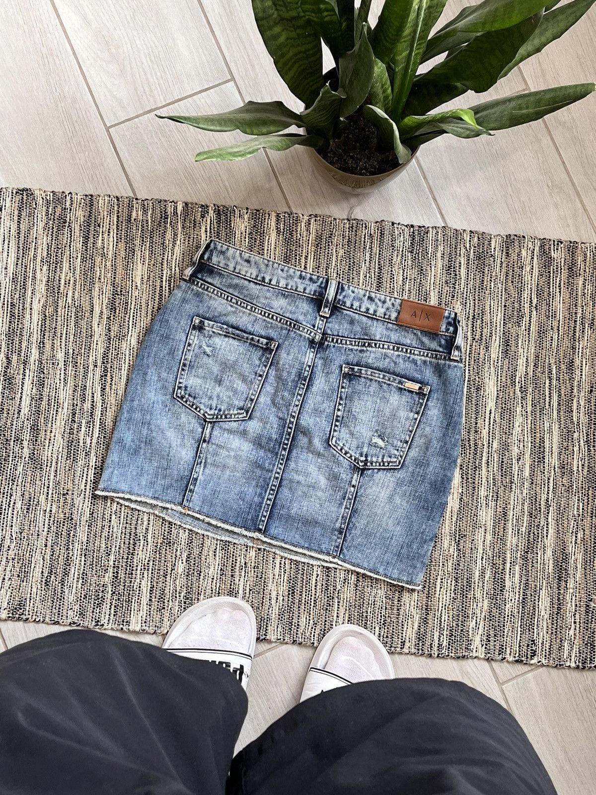 Armani Exchange skirt luxury distressed faded style