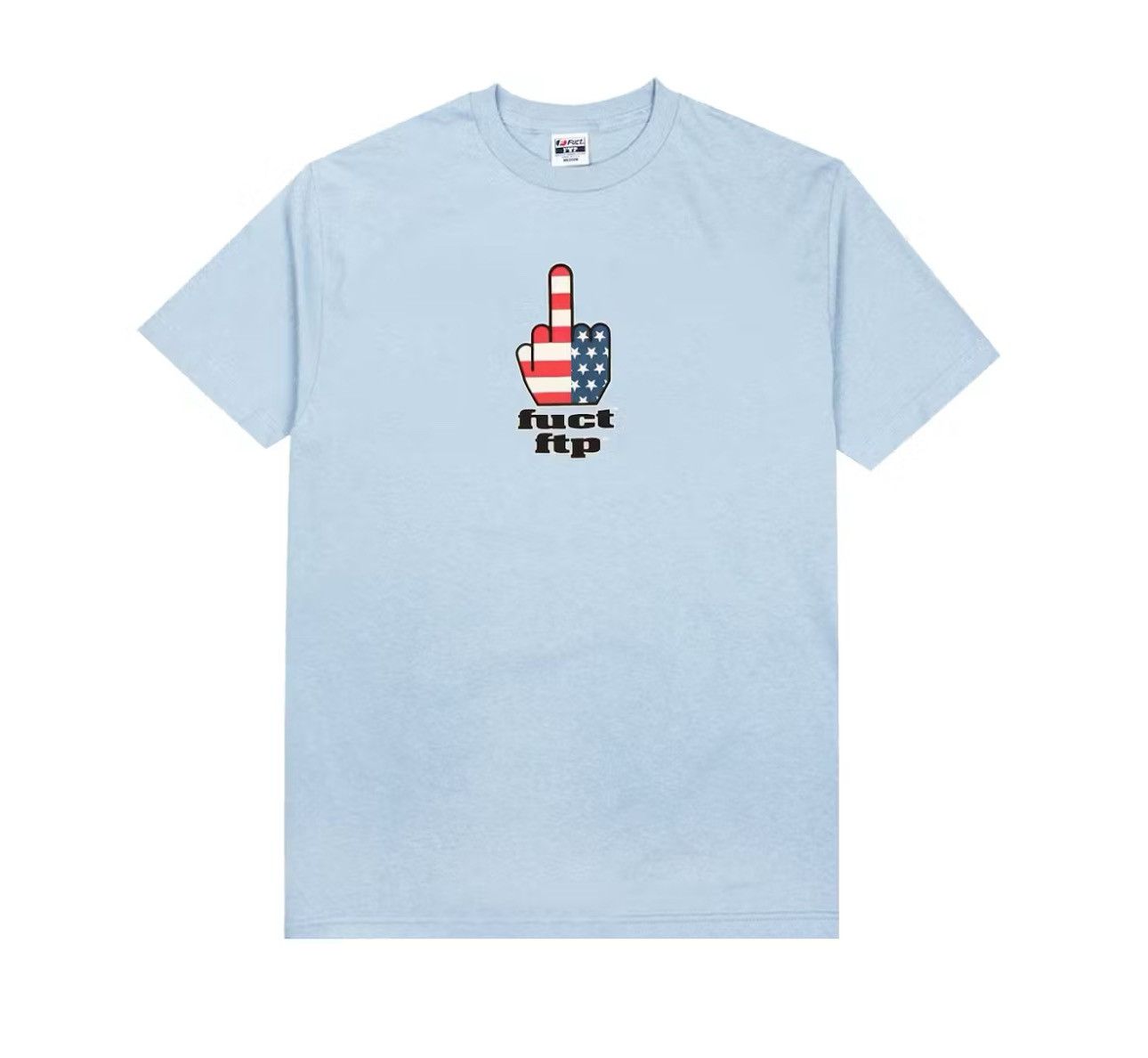 FUCT × Fuck The Population FTP x FUCT Finger FTW Tee Powder Light Blue Small Size US S / EU 44-46 / 1 - 2 Thumbnail