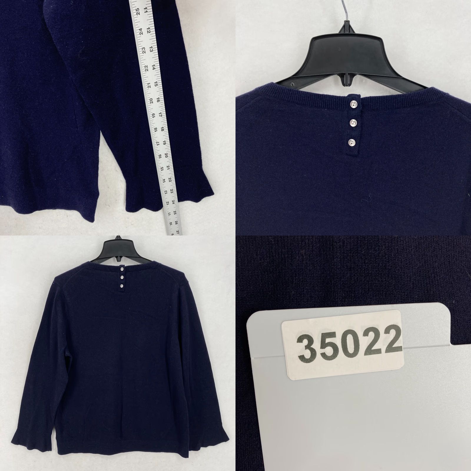 Talbots Talbots Navy Lambswool Blend Pullover Sweater Women's XL Ruffle Cuff Crew Neck Pullover Size XL / US 12-14 / IT 48-50 - 8 Thumbnail