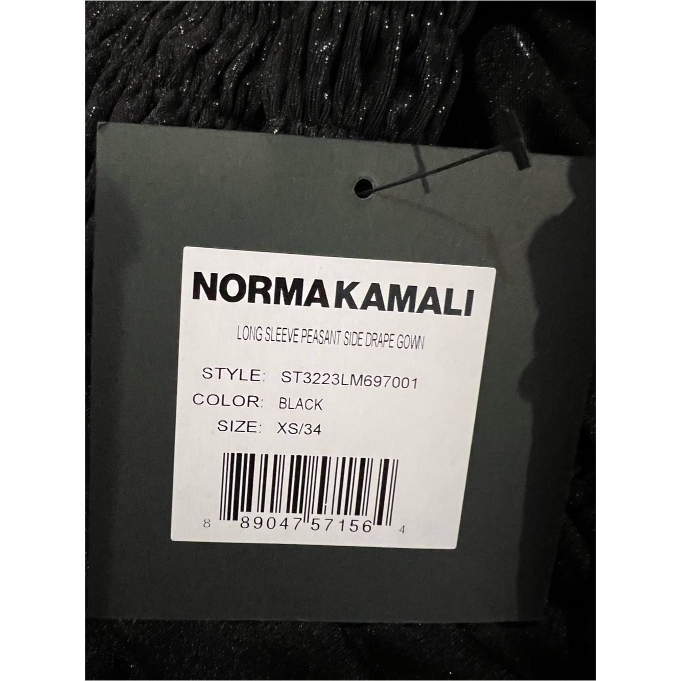 Norma Kamali Norma Kamali Long Sleeve Peasant Side Drape Gown Black Meta Size XS / US 0-2 / IT 36-38 - 5 Thumbnail