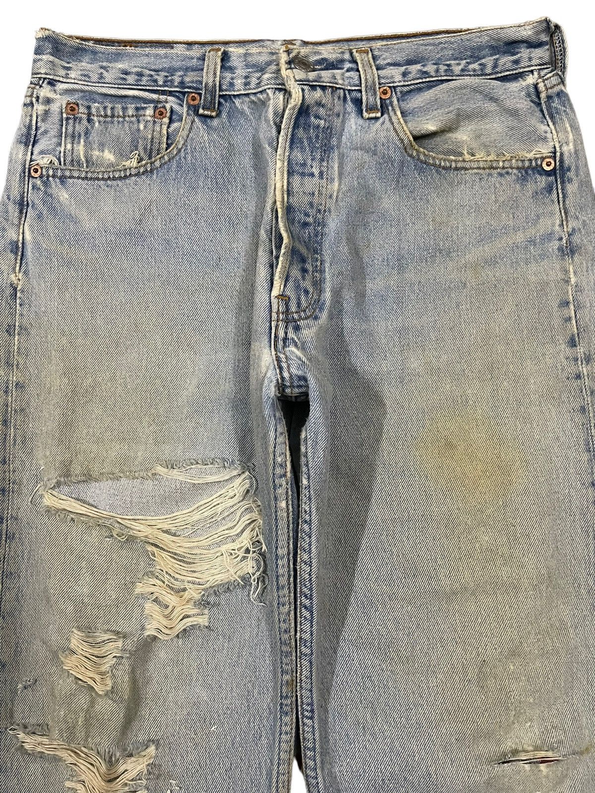Levi's Vintage 90s Levis 501 Blue Wash Distressed Style Jeans Size US 31 - 3 Thumbnail