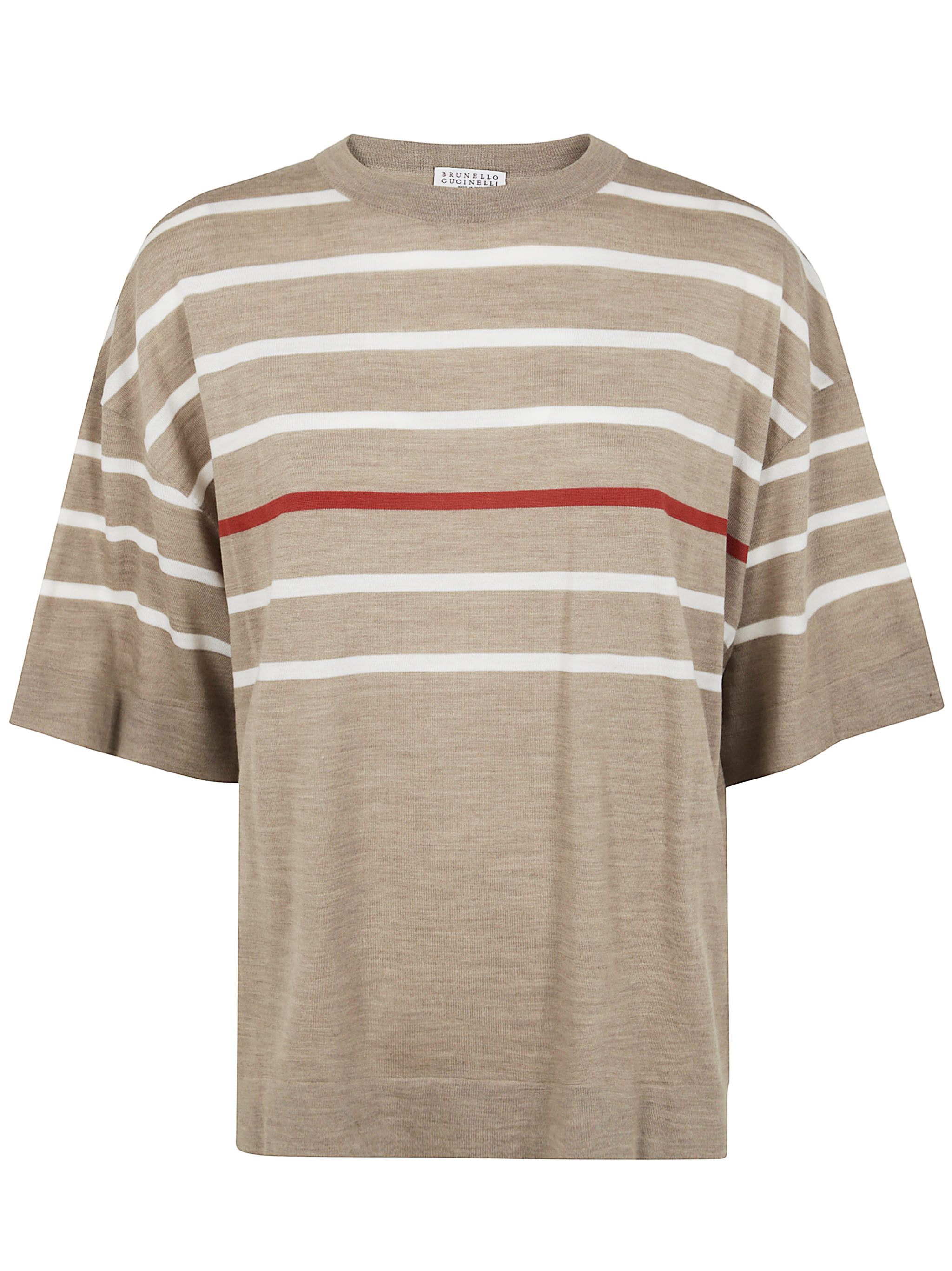Brunello Cucinelli ROUND NECK SHORT SLEEVES SWEATER Size L / US 10 / IT 46 - 1 Thumbnail