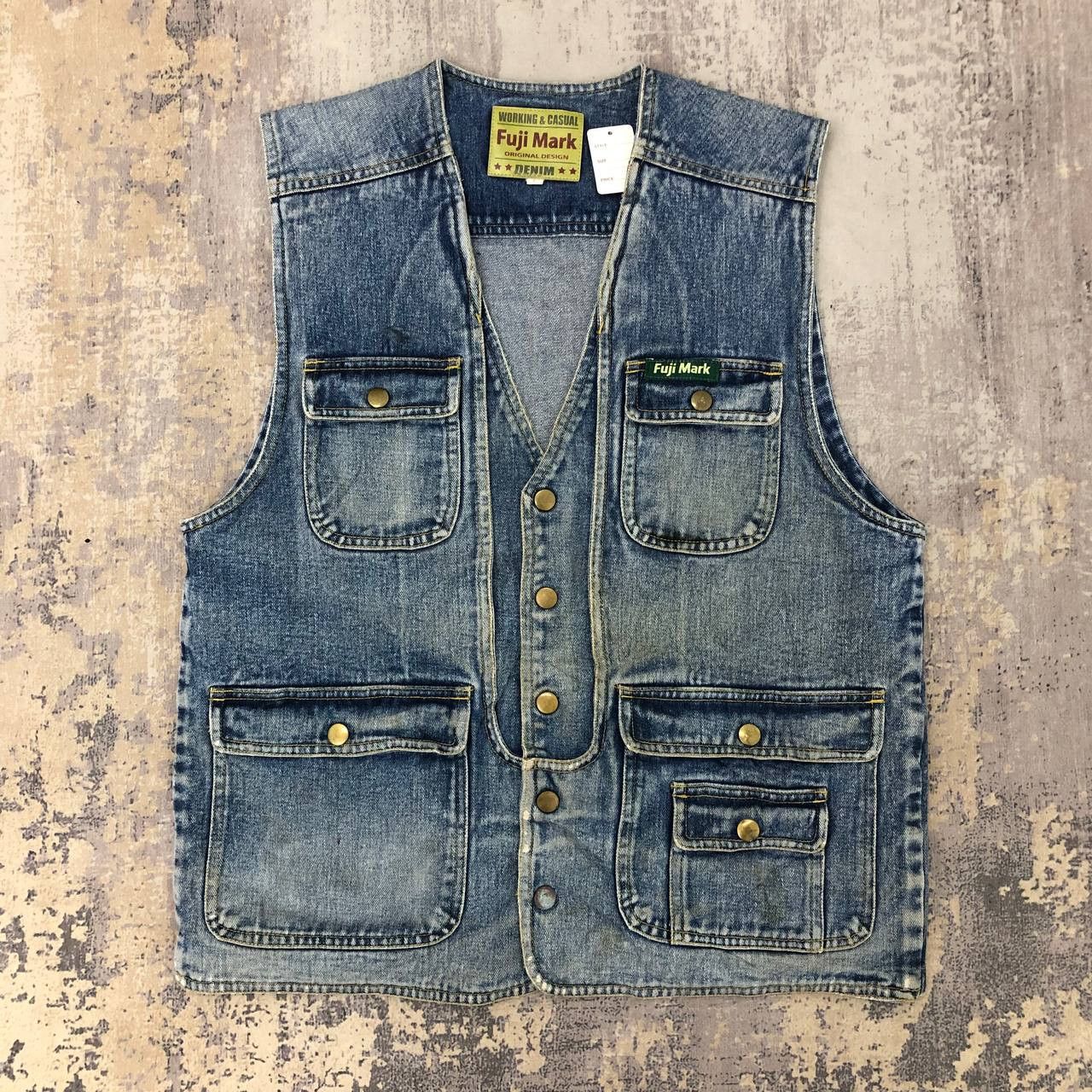 Japanese Brand × Vintage Y548 VTG DISTRESSED FUJI MARK DENIM VESTS Size US M / EU 48-50 / 2 - 1 Thumbnail