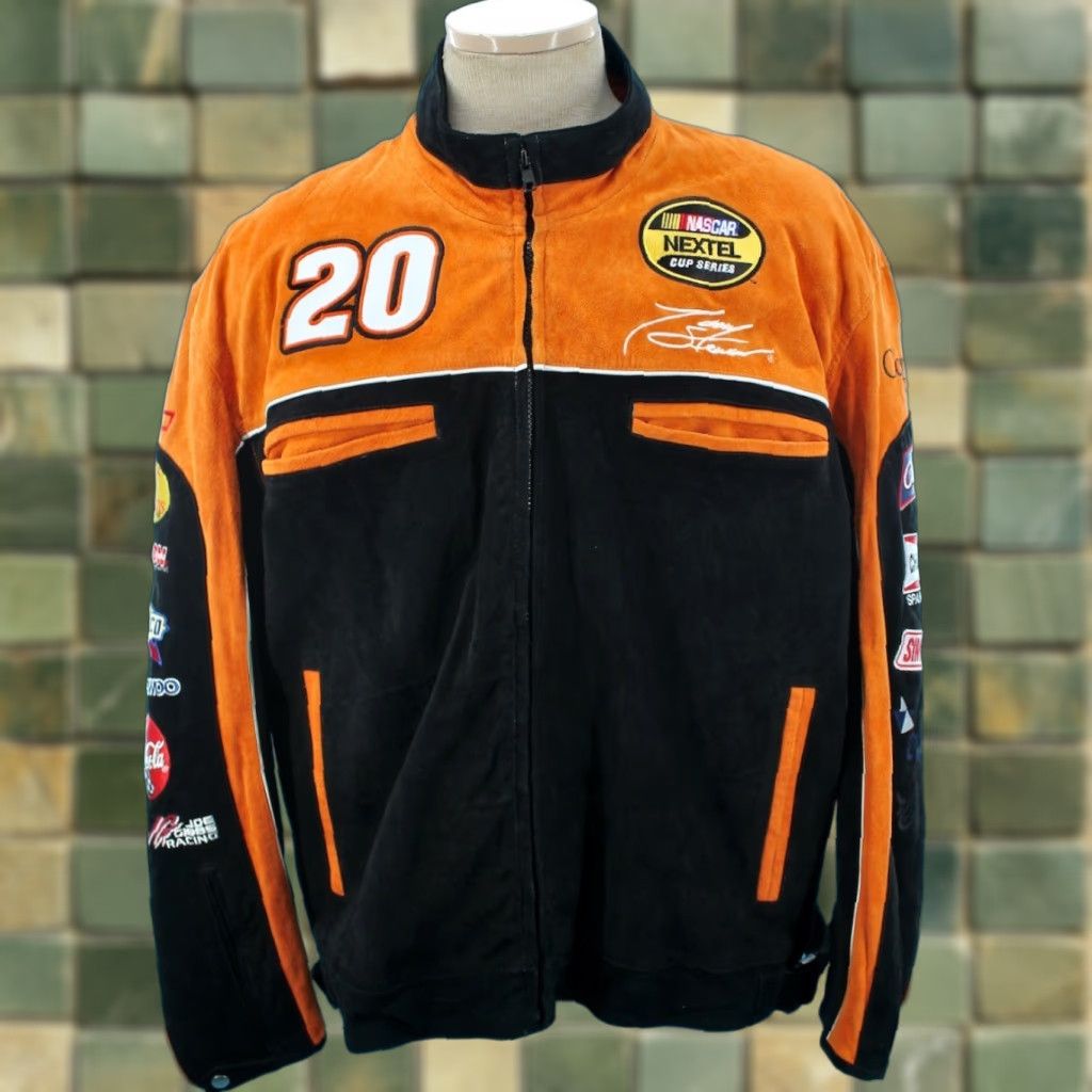 Chase Authentics NASCAR Jacket Mens VTG Suede Leather Tony Stewart Chase Authentics XL Orange Racing Jacket Size US XL / EU 56 / 4 - 1 Thumbnail
