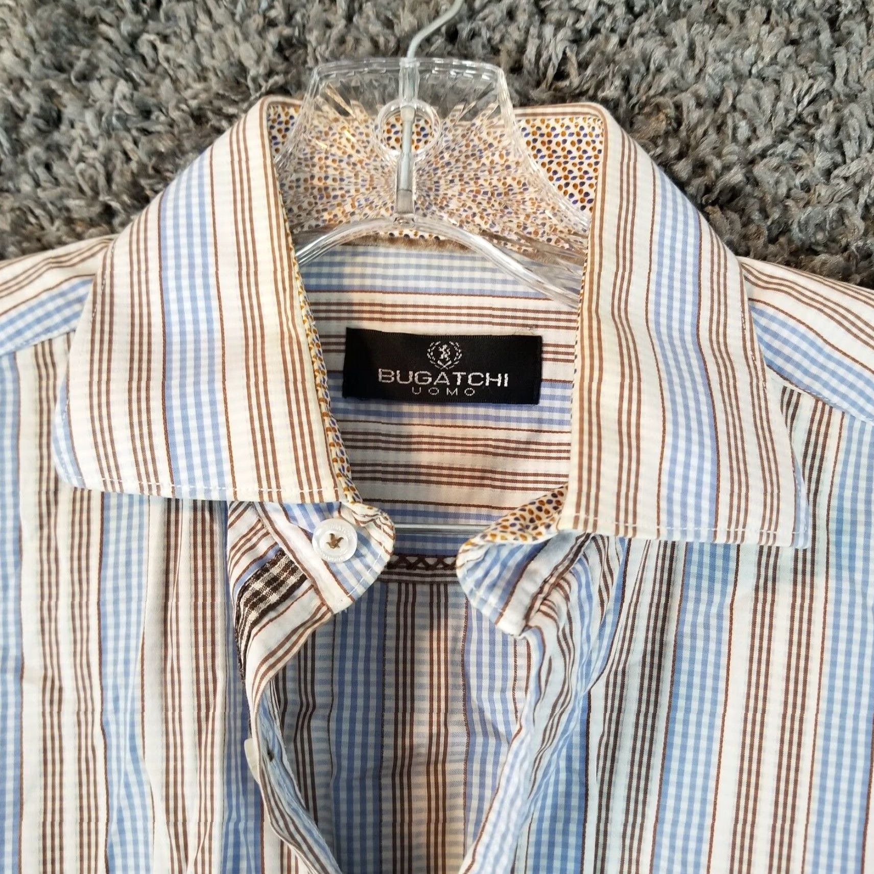 BUGATCHI BUGATCHI UOMO Shirt Long Sleeve Button-Up Size M Brown Blue Striped Men’s Casual Business Dress Shirt Size US M / EU 48-50 / 2 - 3 Thumbnail