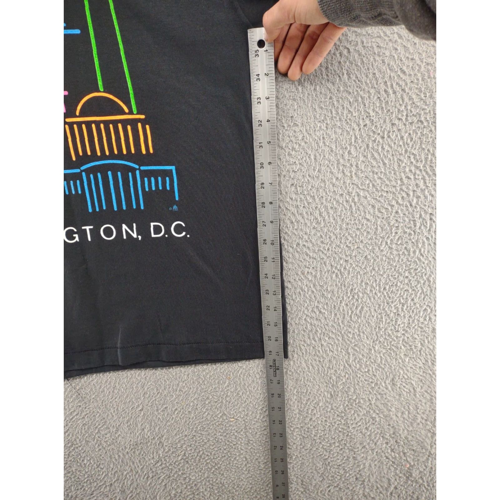 Fruit Of The Loom VINTAGE Washington DC Neon Skyline Single Stitch T-Shirt Men's Large Nike Size US L / EU 52-54 / 3 - 6 Thumbnail