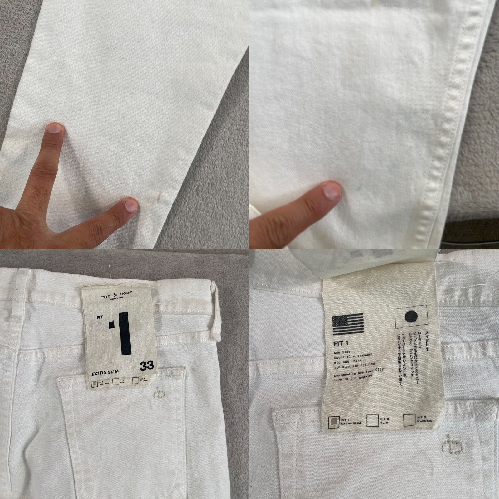 Rag & Bone Rag & Bone Jeans Men 33x34 White Button Fly Fit 1 Extra Slim NWT Size US 33 - 8 Thumbnail
