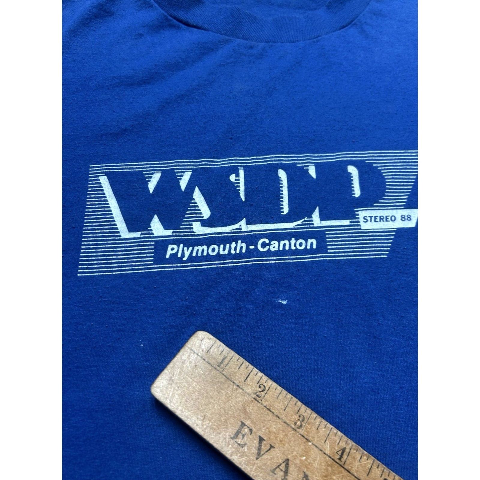 Vintage VINTAGE 80s Plymouth WSDP Graphic T Shirt Canton Michigan Radio Blue XL Shirt Mens Size US XL / EU 56 / 4 - 4 Thumbnail