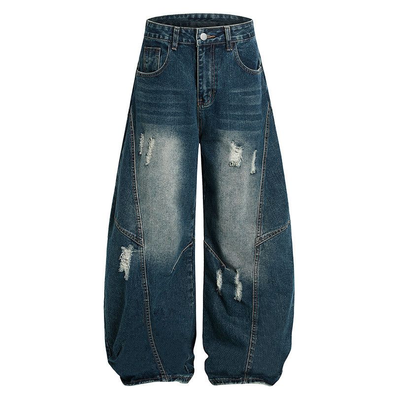 Vintage American-style men's loose straight leg casual ripped jeans Size US 32 / EU 48 - 1 Thumbnail