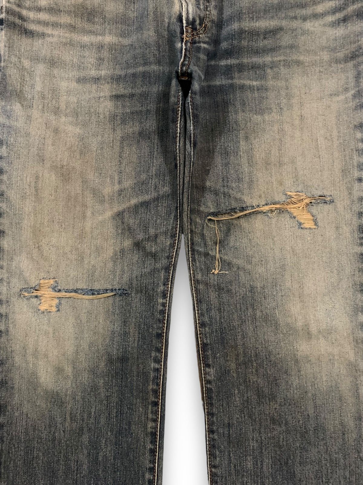 Edwin Vintage Y2K Edwin 403 Yellow Mud Wash Loose Distressed Jeans Size US 35 - 7 Thumbnail