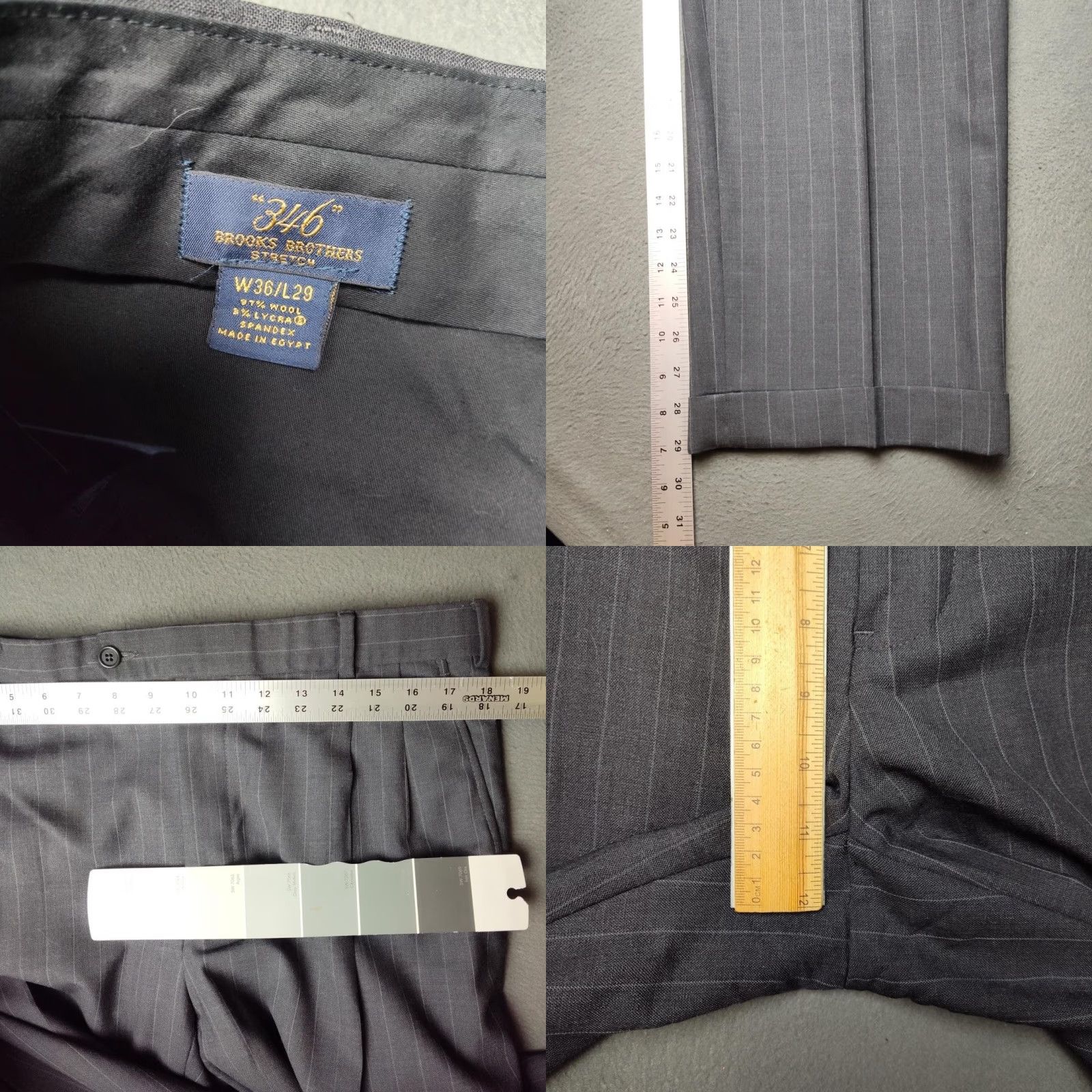 Brooks Brothers Pants Mens 36x29 Gray Wool Spandex Pleated Dress Pants Suit Wool Blend Regular Straight Dress Shirt?