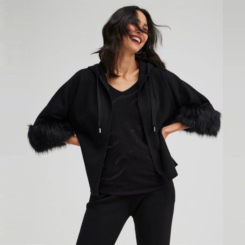 Chicos New Chico's Luxe Cashmere Blend Faux Fur Sweater Size 1 US Size M / US 6-8 / IT 42-44 - 2 Thumbnail