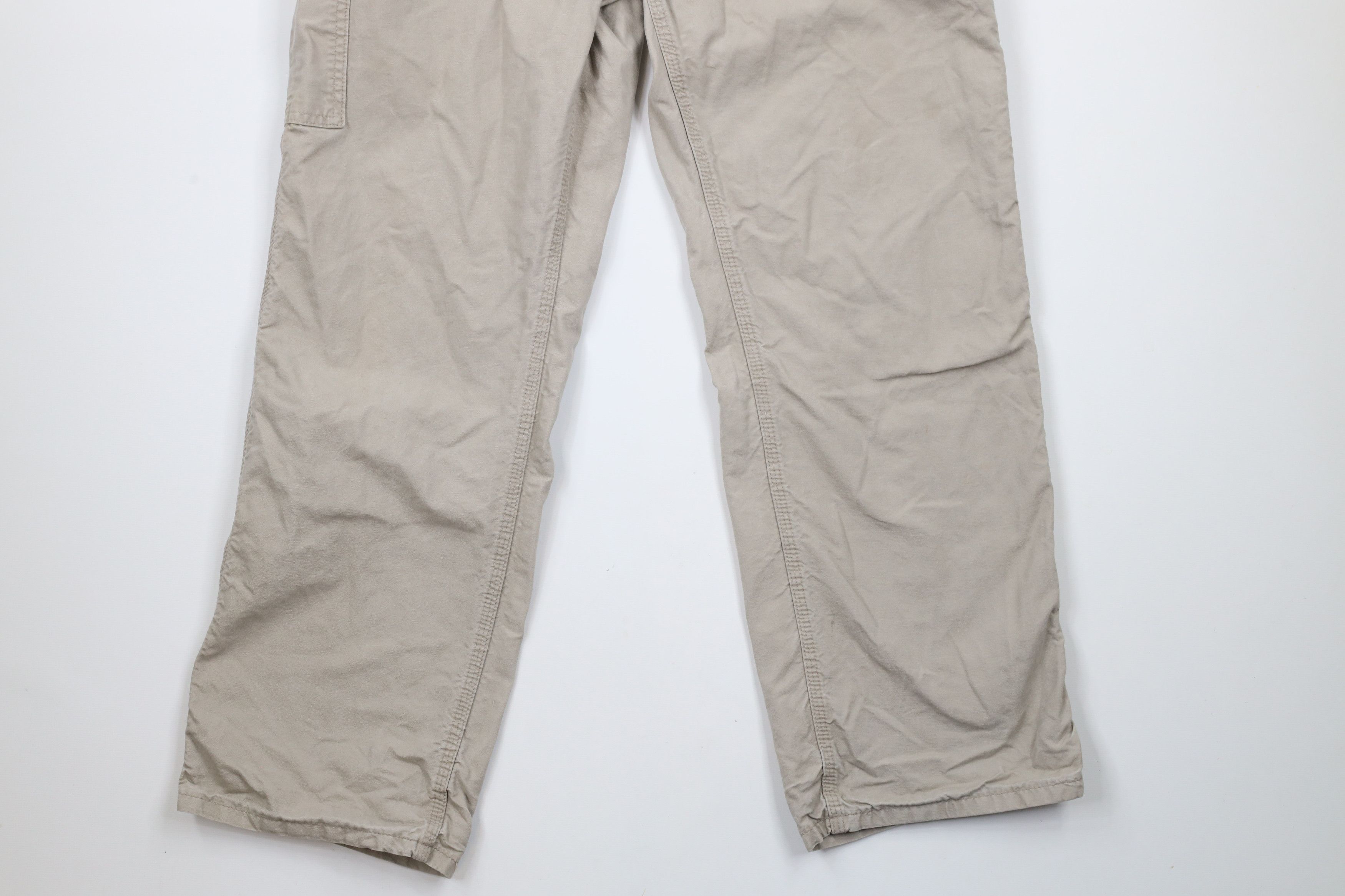 Carhartt × Vintage Vintage Carhartt Spell Out Wide Leg Dungaree Pants Tan Size US 34 / EU 50 - 4 Thumbnail