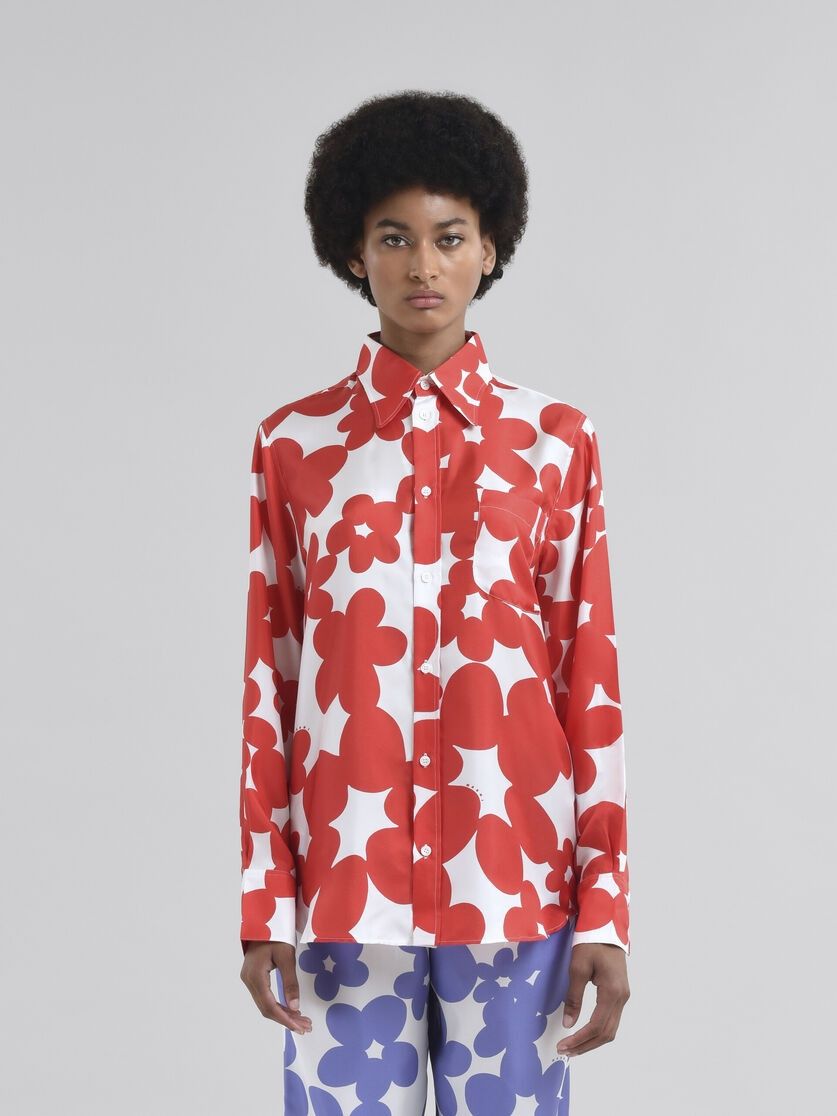 Marni o1f1d3z0326 Bowling Shirt in White/Red Size XL / US 12-14 / IT 48-50 - 2 Thumbnail