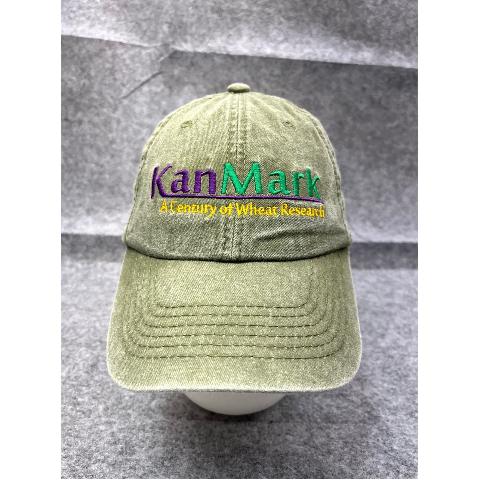 Vintage HitWear KanMark Wheat Hat Cap Strap Back Adult One Size Green Agriculture Farming Hat/Cap Baseball Cap Men Size ONE SIZE - 2 Thumbnail