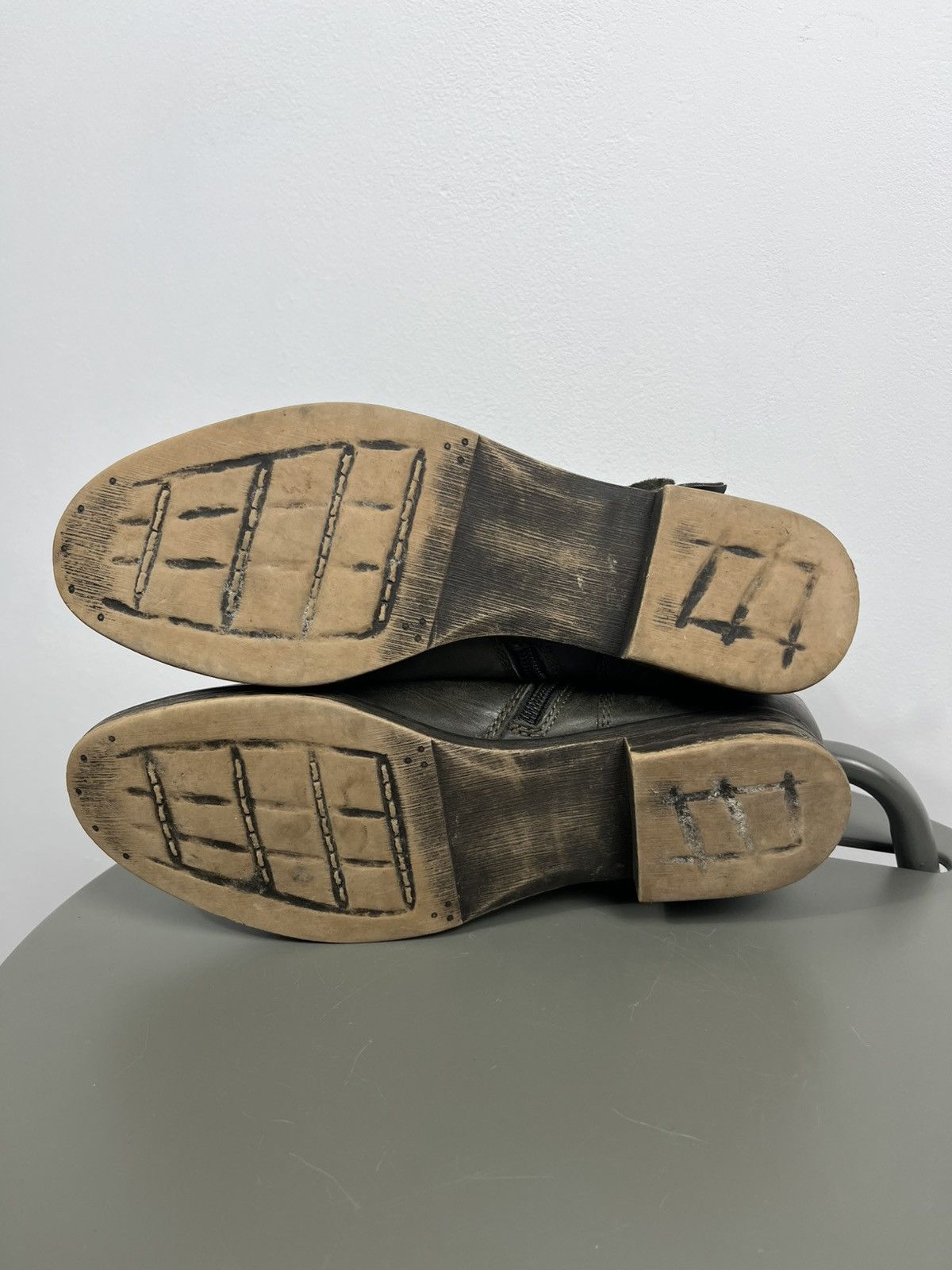 Other Distressed Leather Biker Ankle Boots Buckle Strap Zip EU 39 Size US 7 / IT 37 - 10 Thumbnail