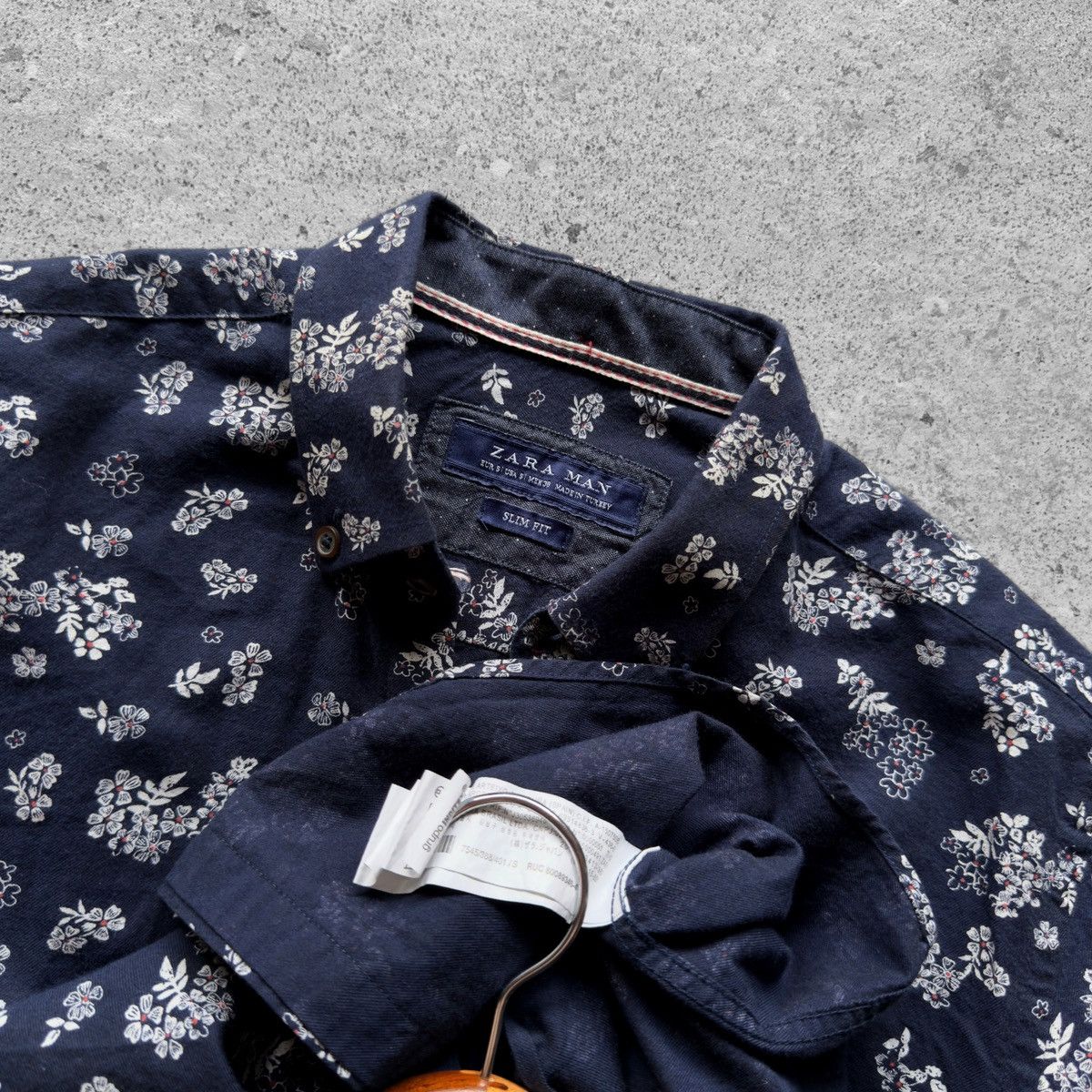 Zara Zara Man Slim Fit Blue Floral Printed Button Down Shirt Size US S / EU 44-46 / 1 - 4 Thumbnail