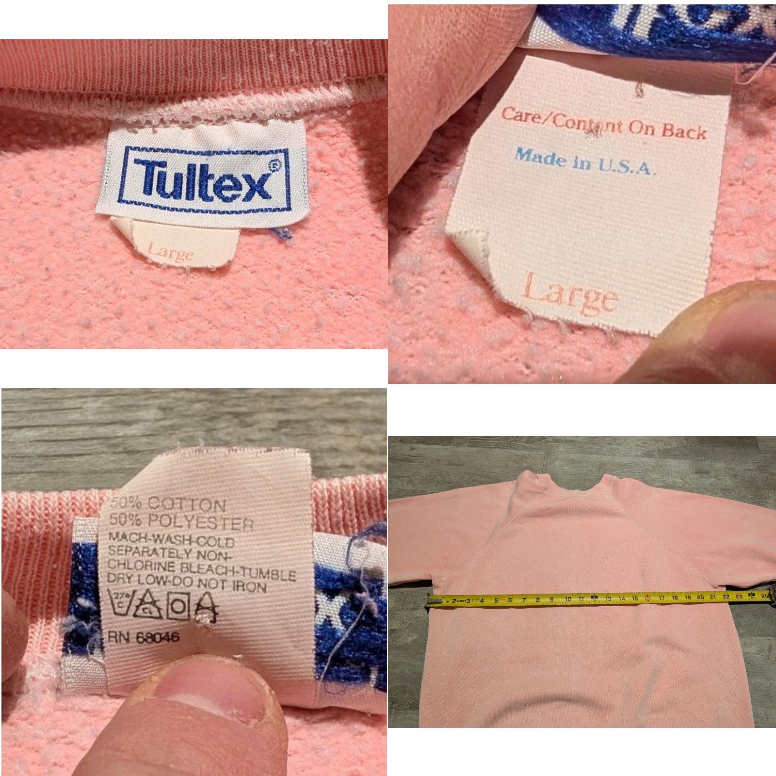 Tultex VINTAGE Tultex Sweatshirt Crewneck 80s USA Unisex Adults L Pink Cotton Polyester Blend Sweatshirt Size US L / EU 52-54 / 3 - 8 Thumbnail