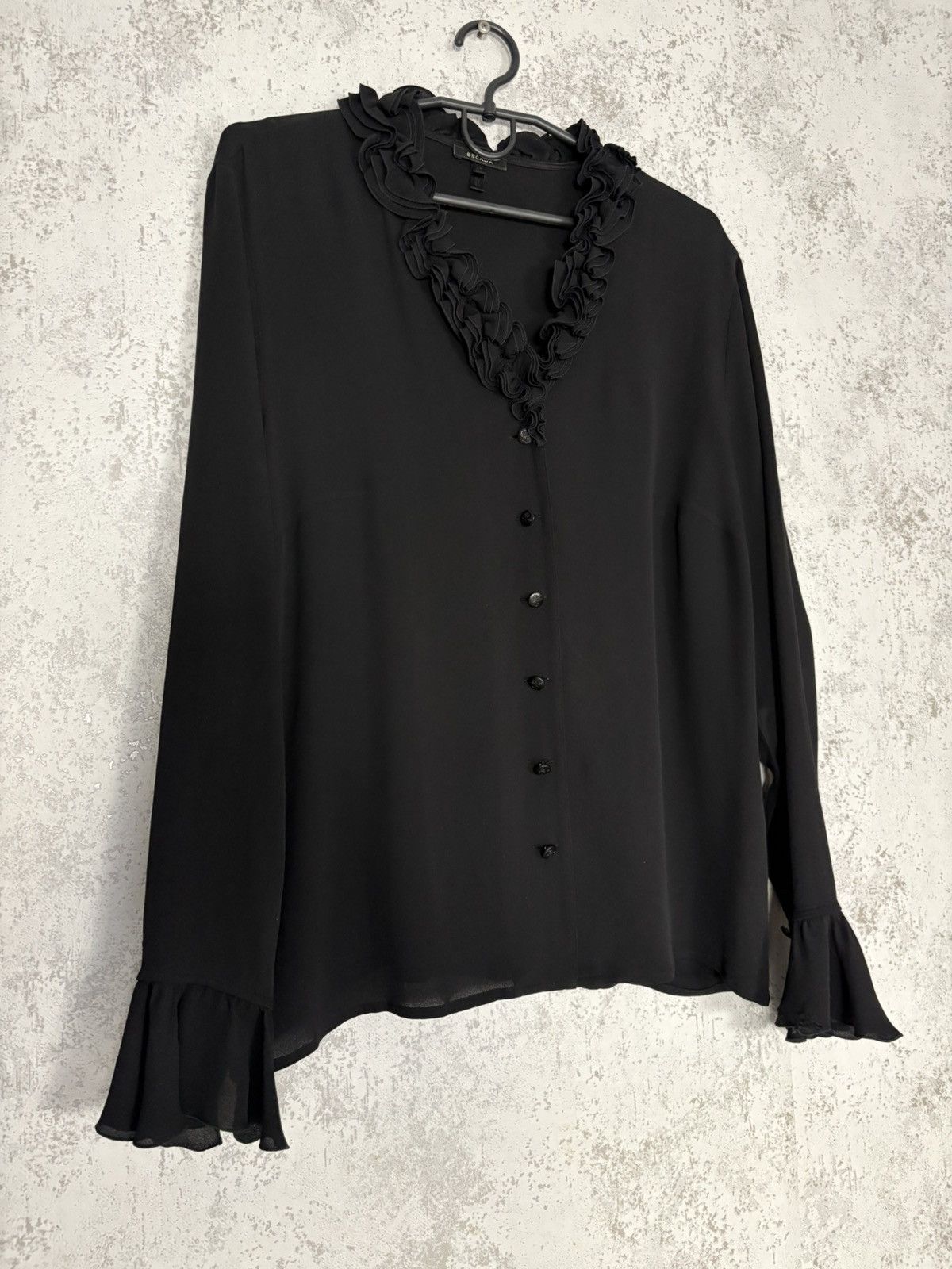 Escada Escada Black Silk Ruffle Blouse Vintage Luxury Womens Top 42 Size M / US 6-8 / IT 42-44 - 1 Thumbnail