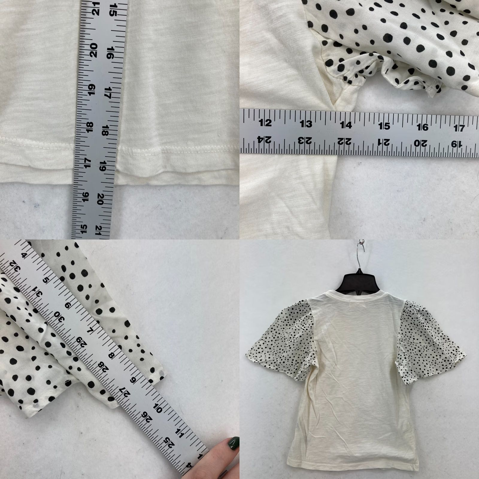 Anthropologie T.La White Puff Sleeve Polka Dot Top XS Women Blouse Cottagecore Romantic Chic Size XXS / US 00 / IT 34 - 8 Thumbnail