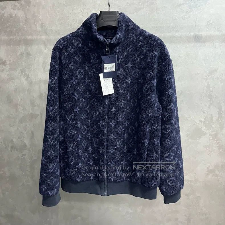 Louis Vuitton Louis Vuitton Navy full jacquard suede Logo jacket Size US L / EU 52-54 / 3 - 1 Thumbnail