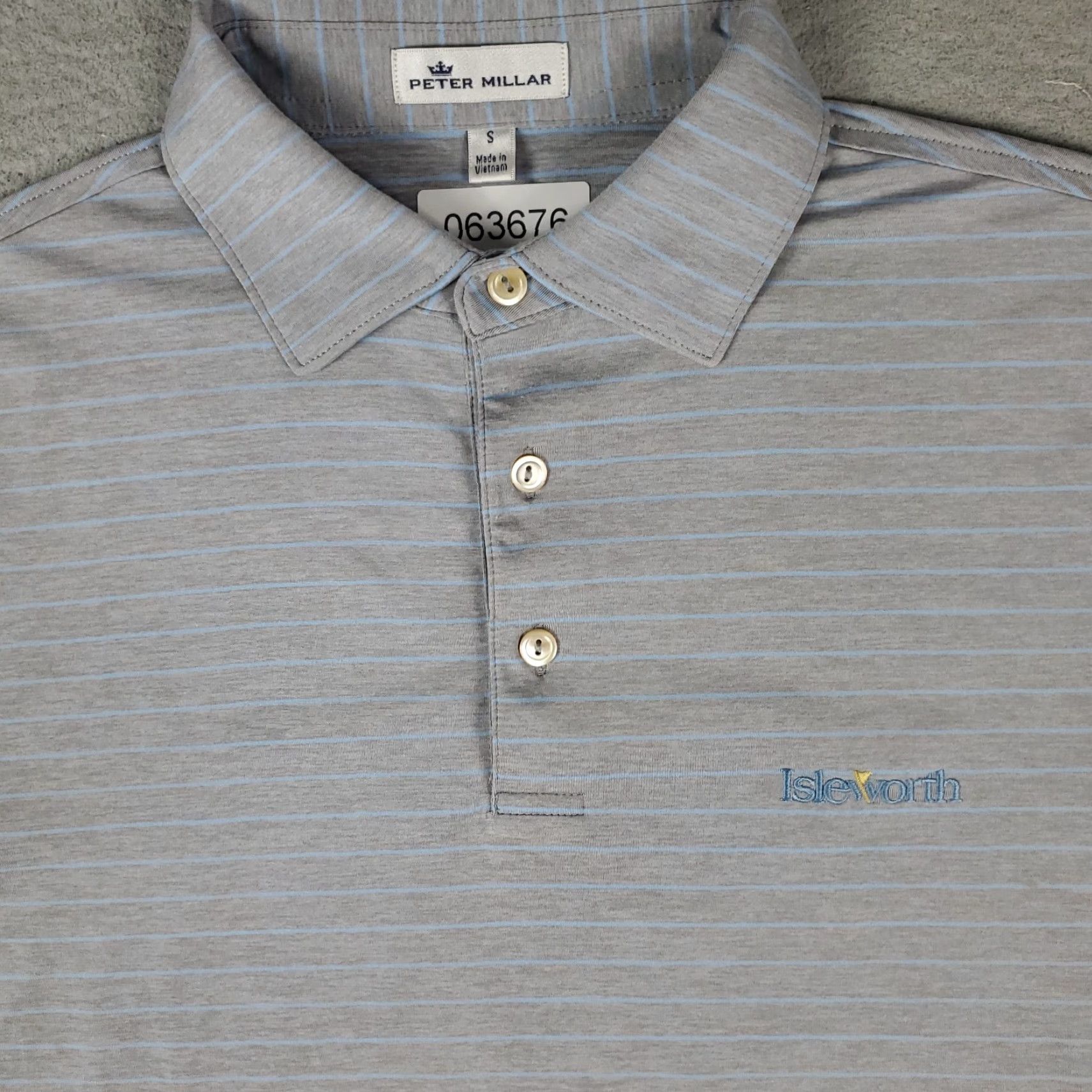 Peter Millar Peter Millar Polo Shirt Mens Small Gray Stripe Golf Casual Short Sleeve Striped Button Logo Vintage No Size US S / EU 44-46 / 1 - 2 Thumbnail