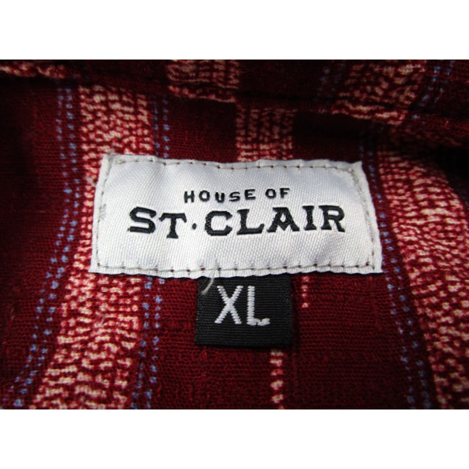 House of CB VINTAGE House of St. Clair Men's Shirt XL Red Cotton Long Sleeve Button Up Geometric Fall Spring Summer Winter casual formal Size US XL / EU 56 / 4 - 2 Thumbnail