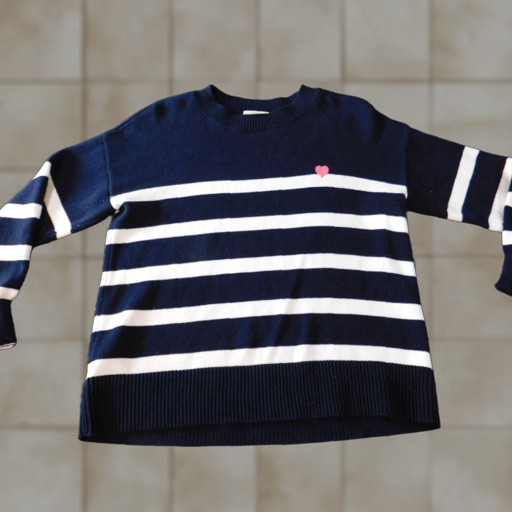 Loft LOFT Sweater Small Blue Striped Pullover Womens Crewneck, Knit, Cotton, Long Sleeve, Regular, Machine Washable, Fall Winter Spring, Casual, Vintage No Size S / US 4 / IT 40 - 1 Thumbnail