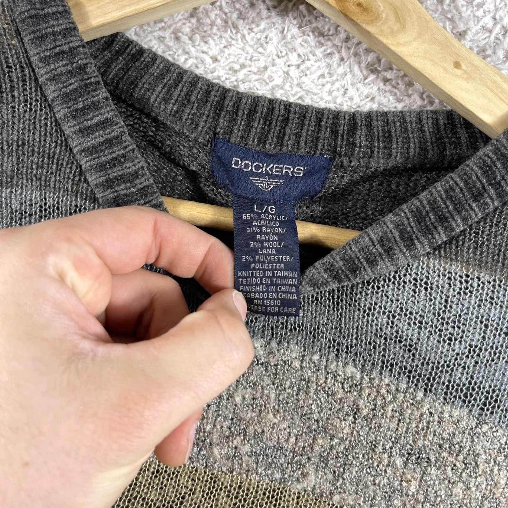 Dockers VINTAGE Dockers Sweater Mens Large Striped Gray Green Patchwork Grunge Grandpa Fashion Mens Size US L / EU 52-54 / 3 - 3 Thumbnail