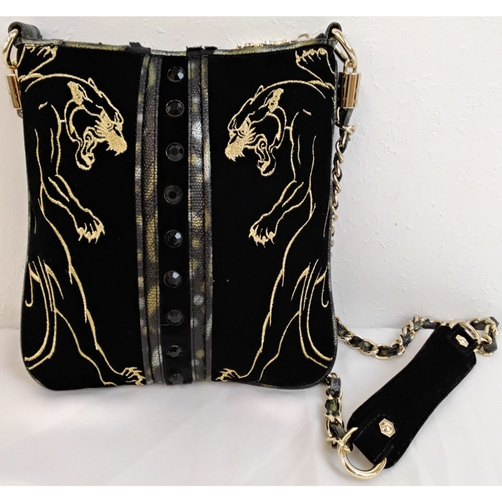Christian Audigier Christian Audigier Crossbody Bag Black Velvet Jaguars Size ONE SIZE - 3 Thumbnail
