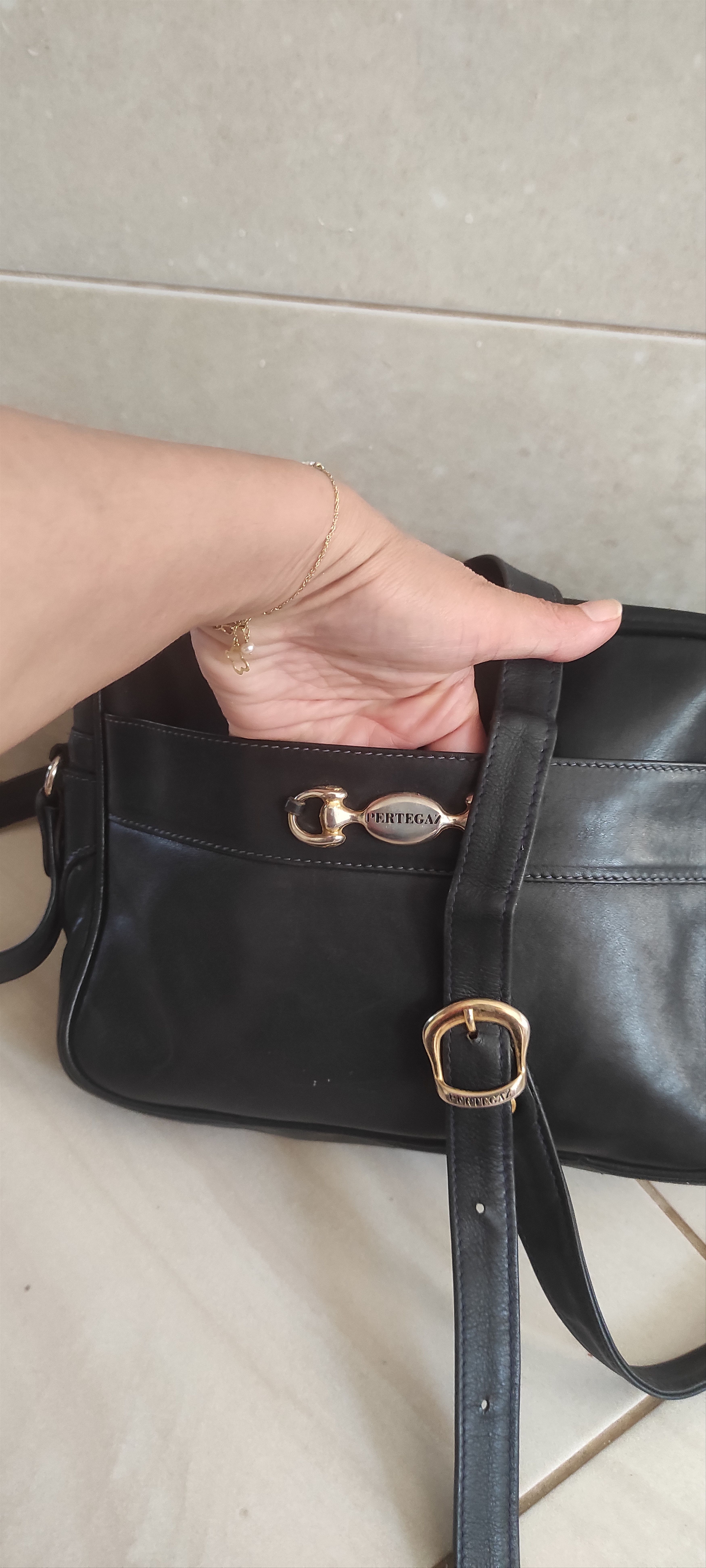Other Vintage Pertegaz Genuine Leather Shoulder Bag Dark Blue Size ONE SIZE - 8 Thumbnail