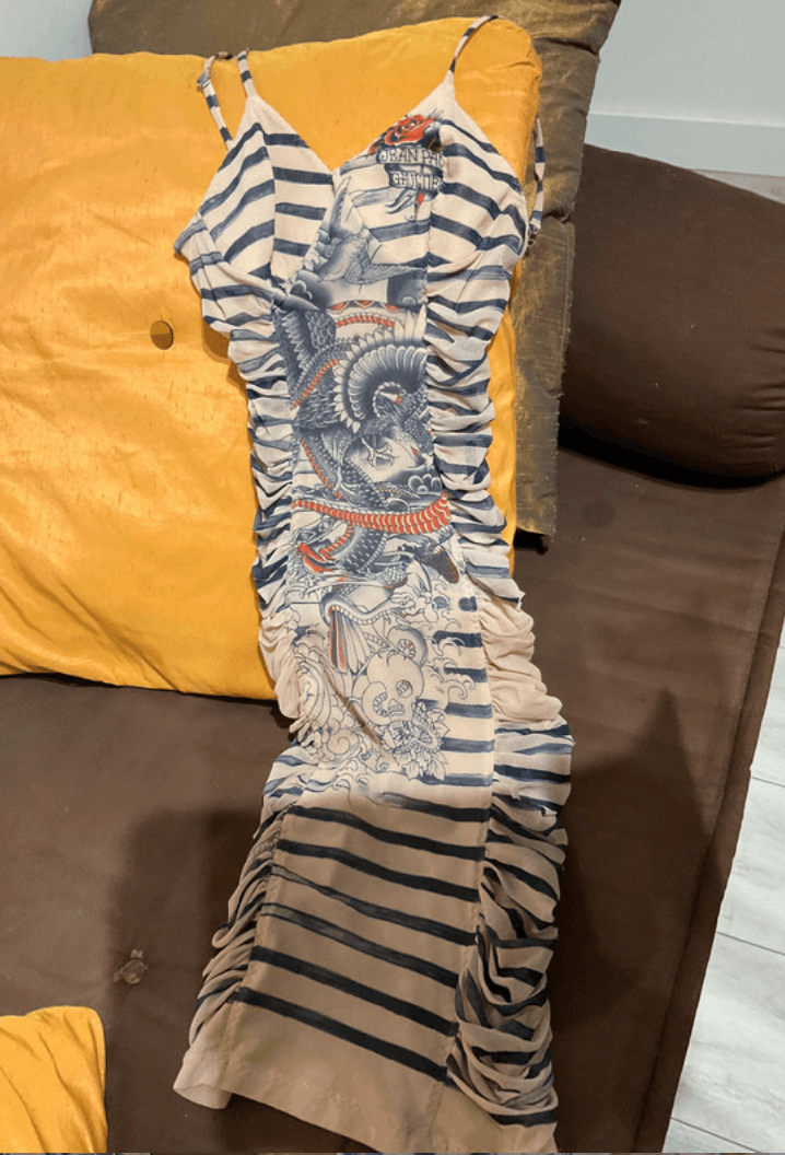 Jean Paul Gaultier Mesh Dress Graphic Print Bondage Vintage