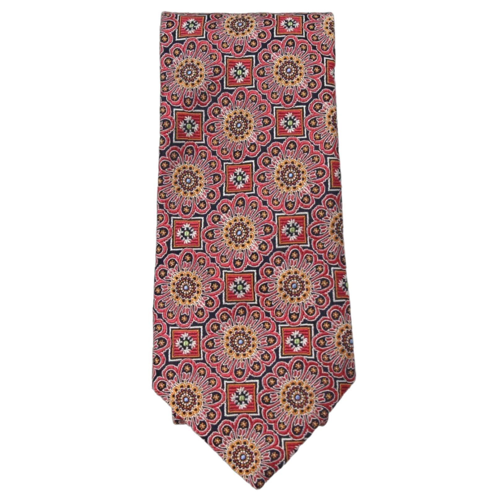 Jos. A. Bank Jos A Bank Signature Necktie Red 100% Silk Men’s Tie Geometric Floral Classic 57"-60" Size ONE SIZE - 1 Thumbnail