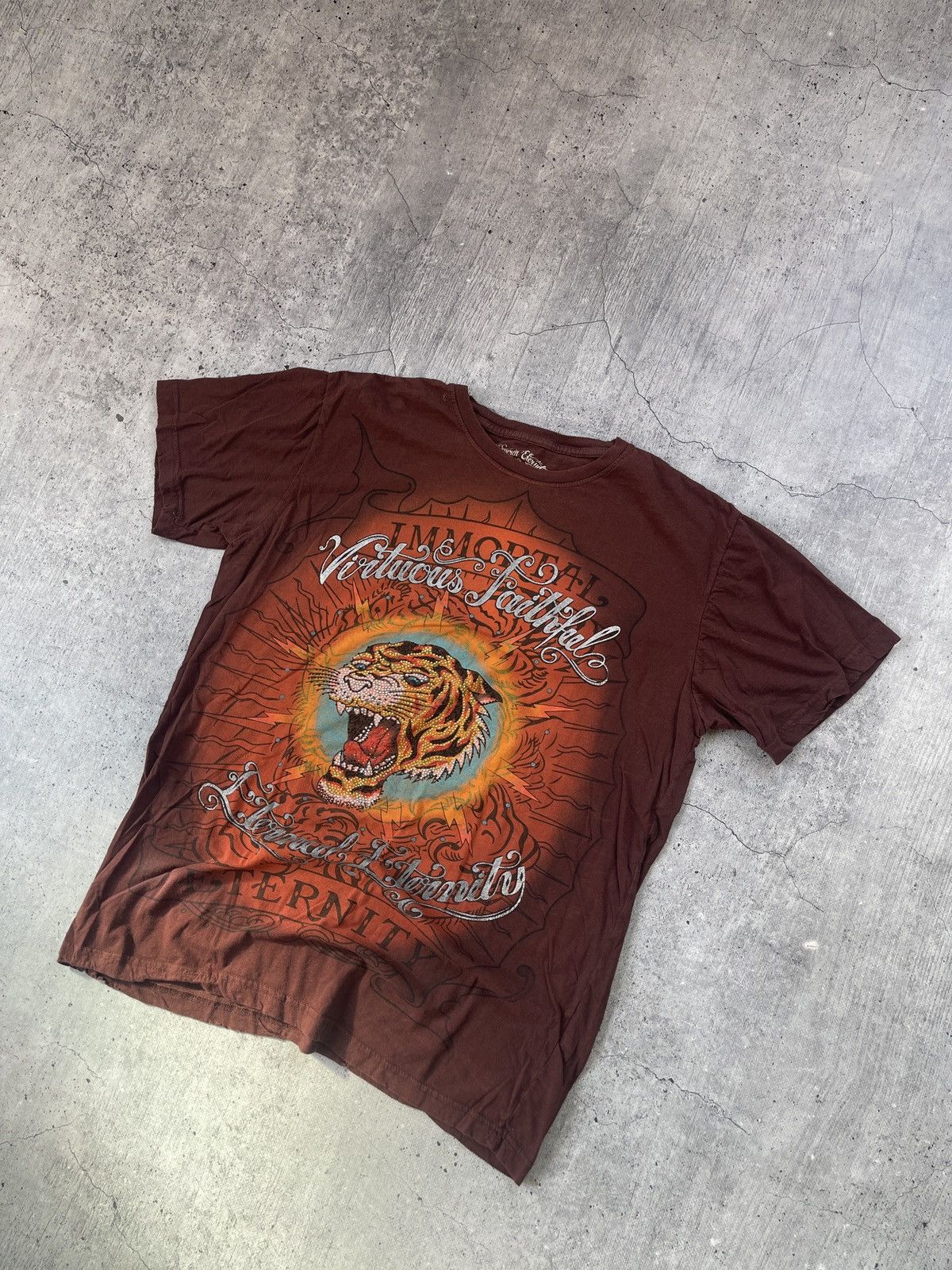 Affliction × Vintage Y2K Affliction Style Rhinestone Emperor Eternity Tee Size US L / EU 52-54 / 3 - 1 Thumbnail