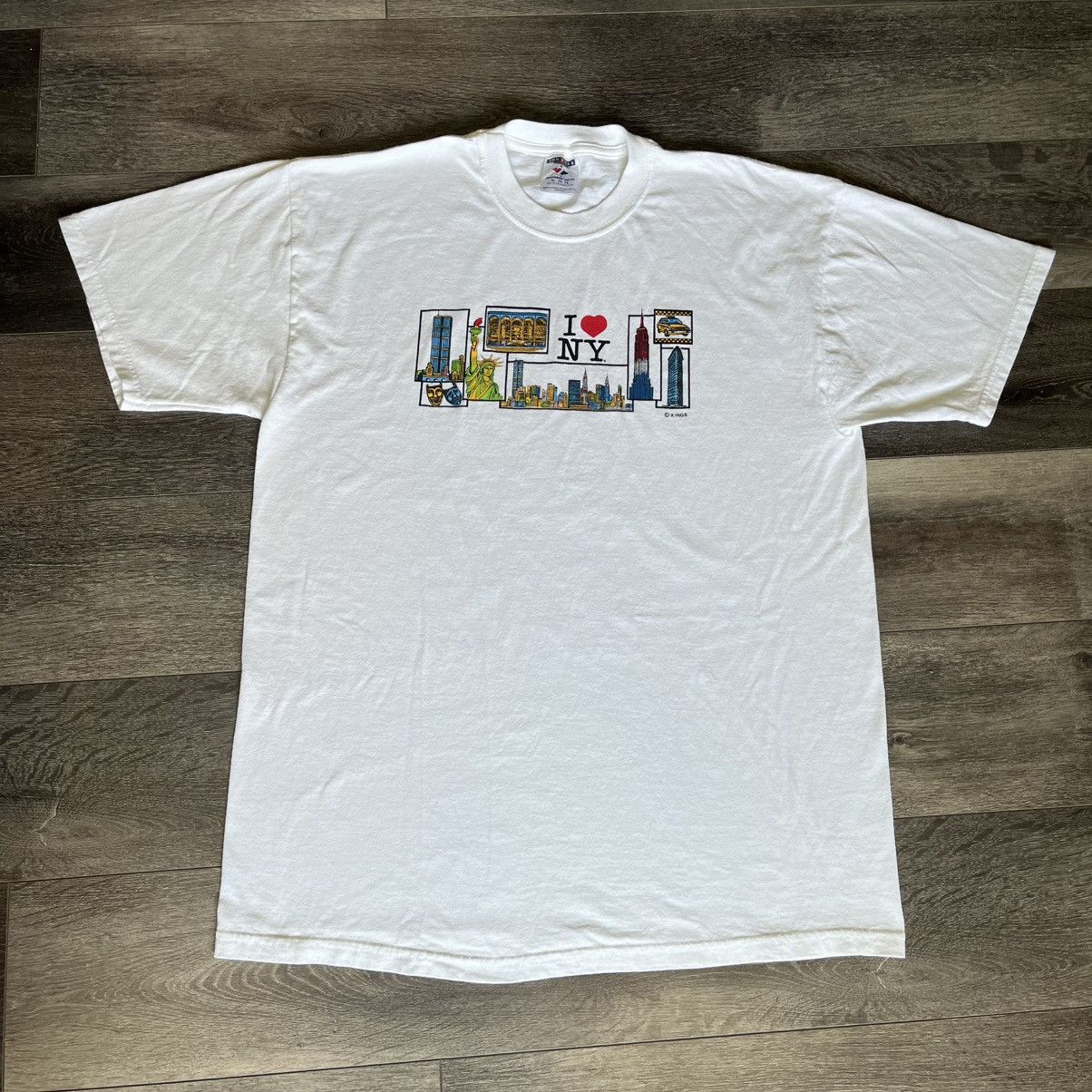 I Love NY × Vintage Vintage 1990s I Love <3 NY Landmarks Graphic Logo Tee Shirt Size US XL / EU 56 / 4 - 2 Thumbnail