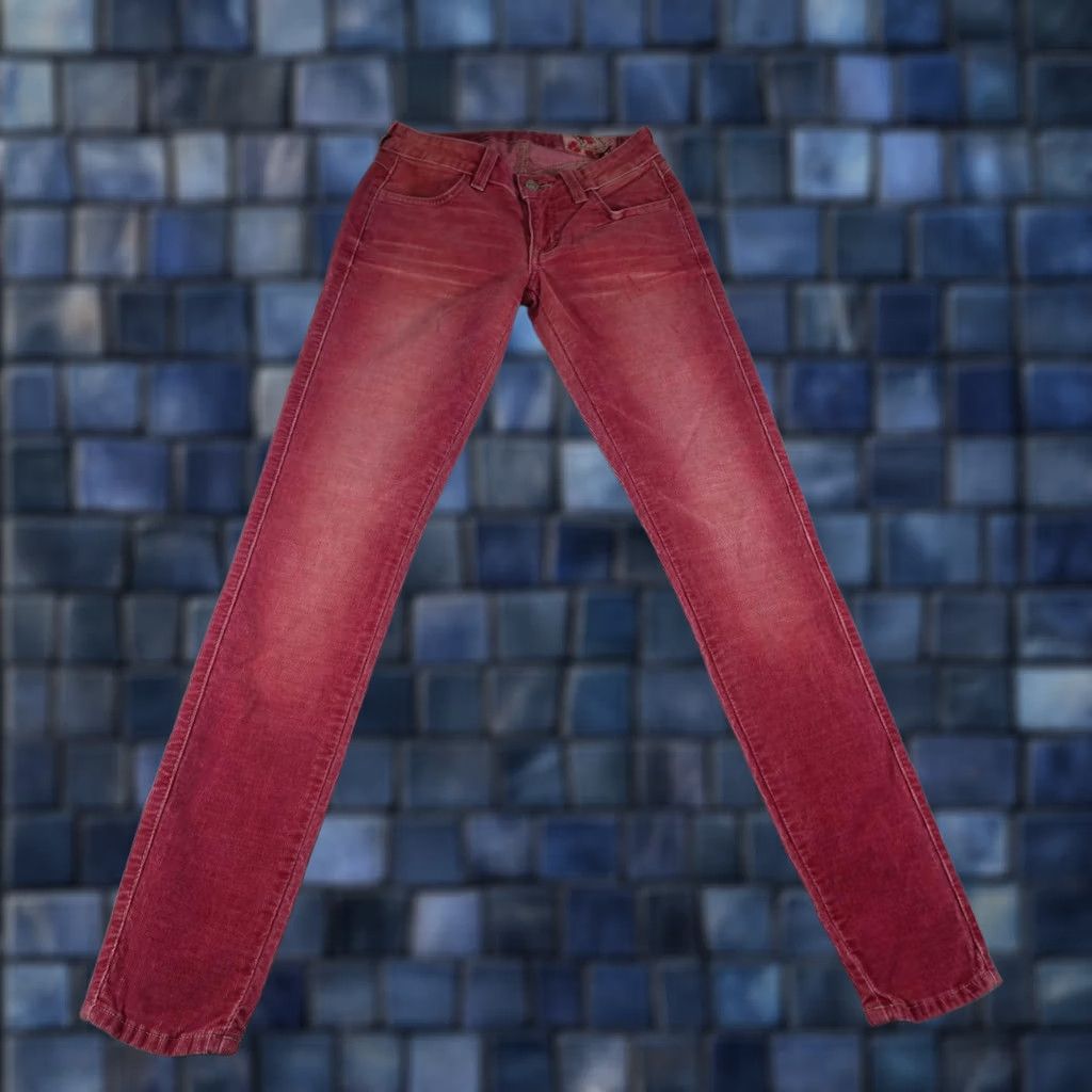 Pinko Siwy Jeans Womens Pink Corduroy Low Rise Skinny Stretch 5 Pocket Embroidered Denim Jeans 23 Size 40" / US 18 - 1 Thumbnail
