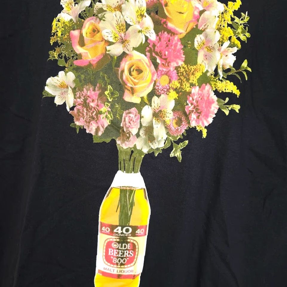 Vintage Beers Beer T Shirt Mens XL Black 40 Oz Olde English E 800 Flowers Bouquet Made In USA Size US XL / EU 56 / 4 - 3 Thumbnail