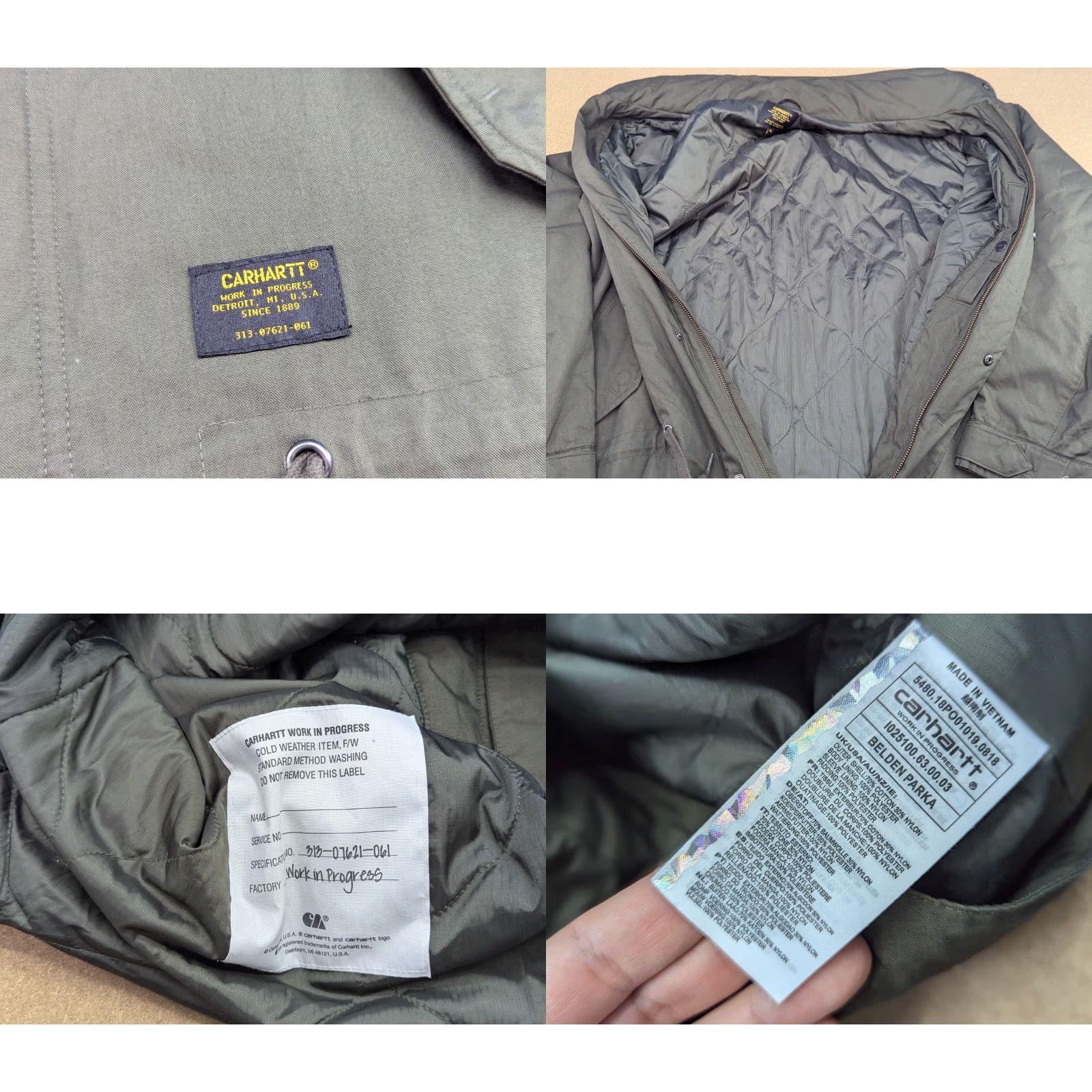 Carhartt Carhartt WIP Mens XL Belden Parka Insulated Jacket Green Long Hooded Outdoors Size US XL / EU 56 / 4 - 9 Thumbnail