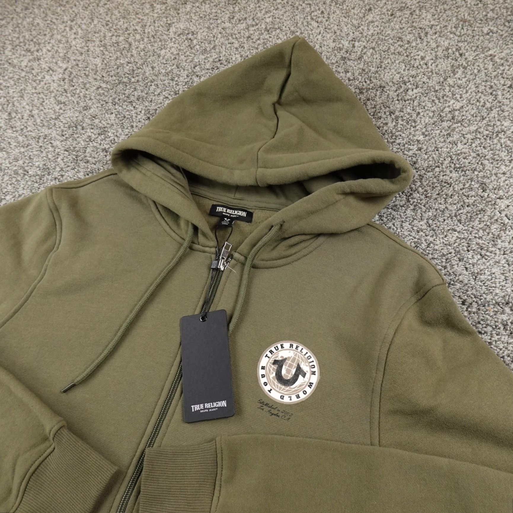 True Religion TRUE RELIGION Hoodie Mens L Green Buddha Graphic Full Zip Sweatshirt Jacket Size US L / EU 52-54 / 3 - 2 Thumbnail